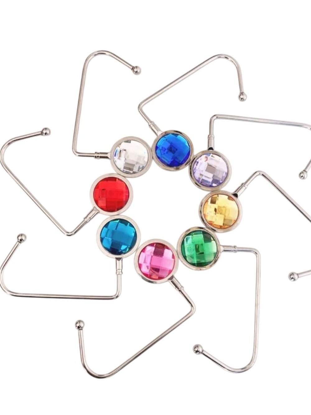 Purse Hook Rhinestone In White/Clear Handbag Hanger - Picture 9 of 11